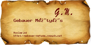 Gebauer Mátyás névjegykártya